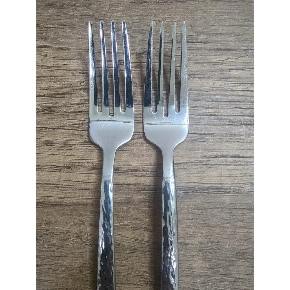 Cambridge INSPIRE Hammered Stainless Flatware Lot Of 2 Salad Forks
